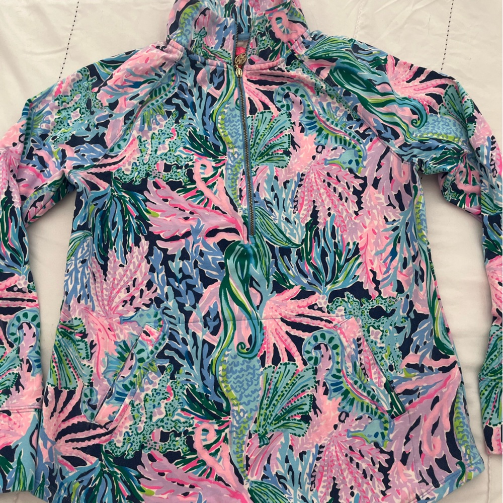 Lilly Pulitzer Navy and pink popover top